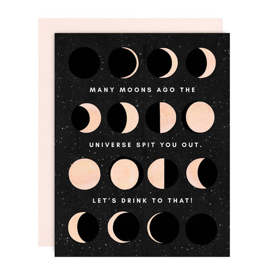 Girl w/ Knife - Many Moons HBD Greeting Card