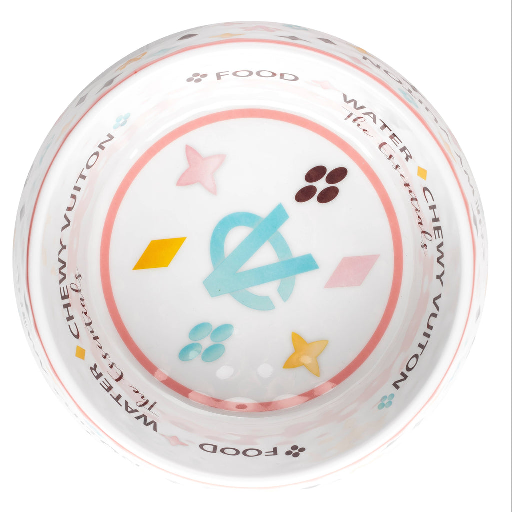 Haute Diggity Dog - White Chewy Vuiton Dog Bowl - Cat or Dog Bowl: Small
