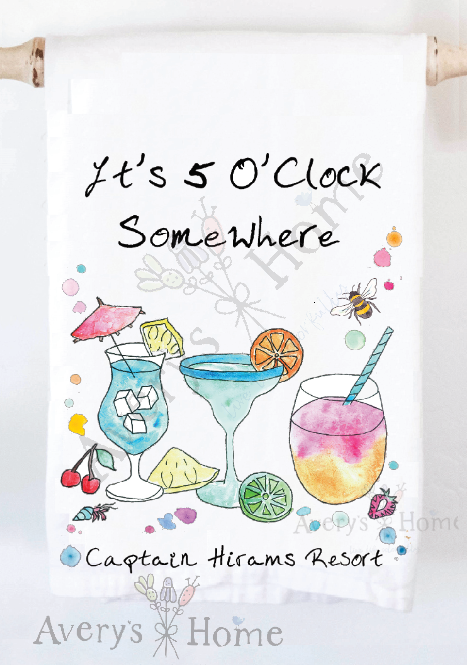 Avery's Home - 5 O' Clock Somewhere Cocktail Customizable Kitchen Towel