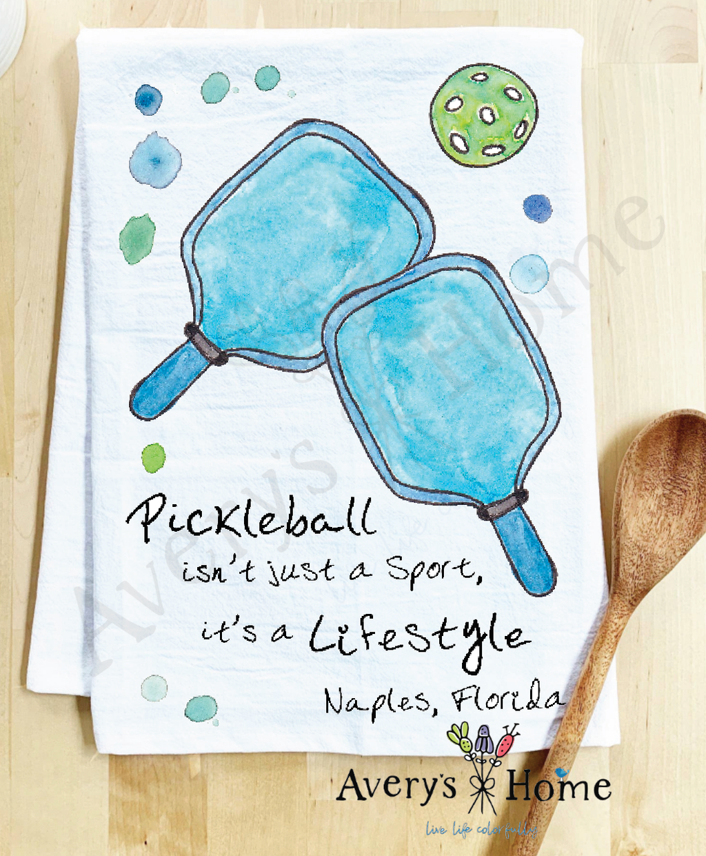 Avery's Home - Pickleball Lifestyle Sport Customizable Kitchen Towel: Standard