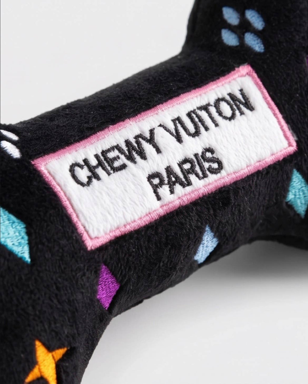 Haute Diggity Dog - Black Monogram Chewy Vuiton Bone  | Squeaker Dog Toy: Small / Mini