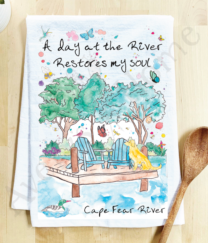 Avery's Home - A Day at the Lake or River Customizable Kitchen Dish Towel