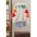 Mello. - Rainbow Heart Shaped Patch Sweater: Ivory Multi / M