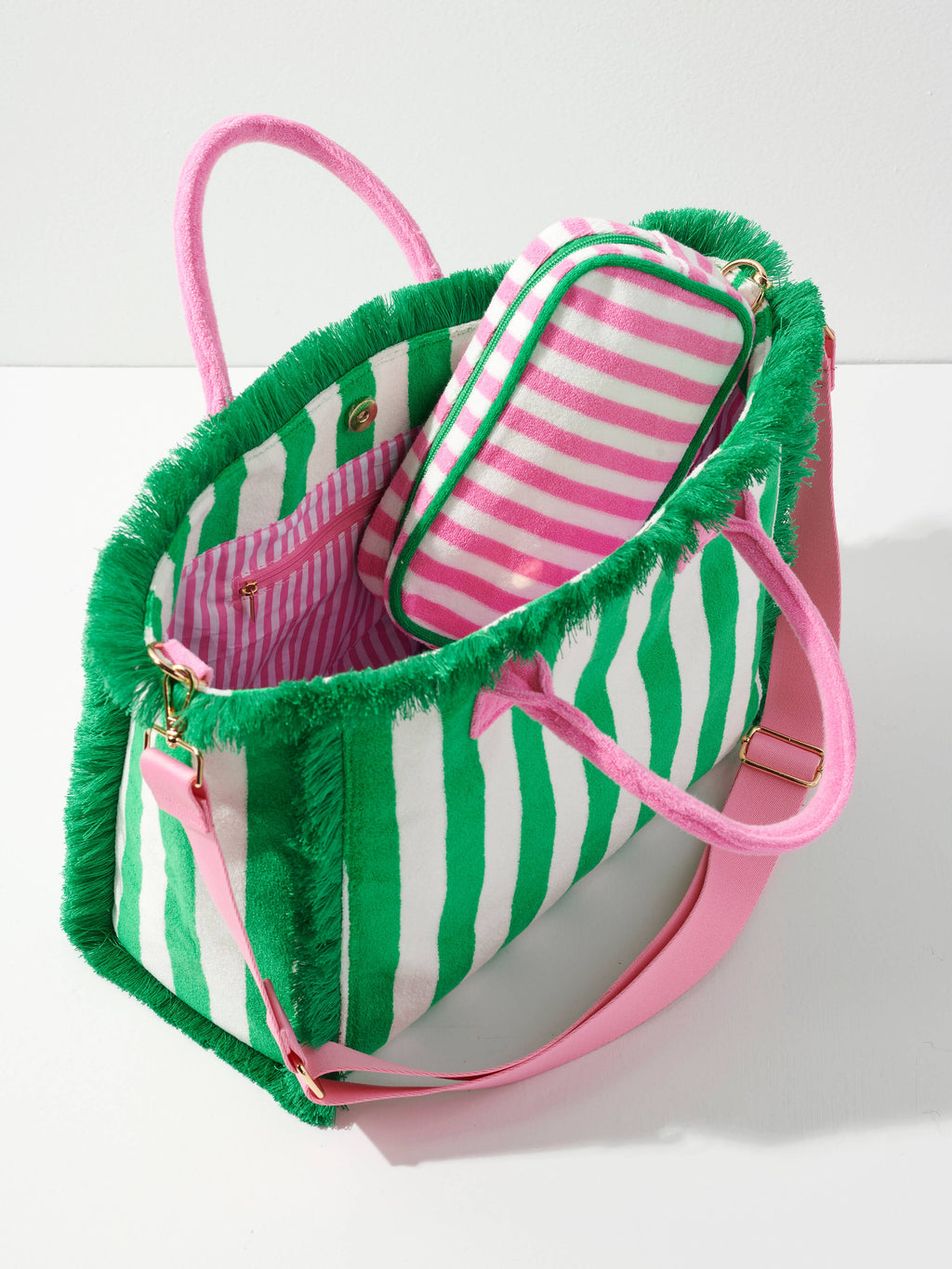 Shiraleah - CABANA STRIPE TOTE: GREEN