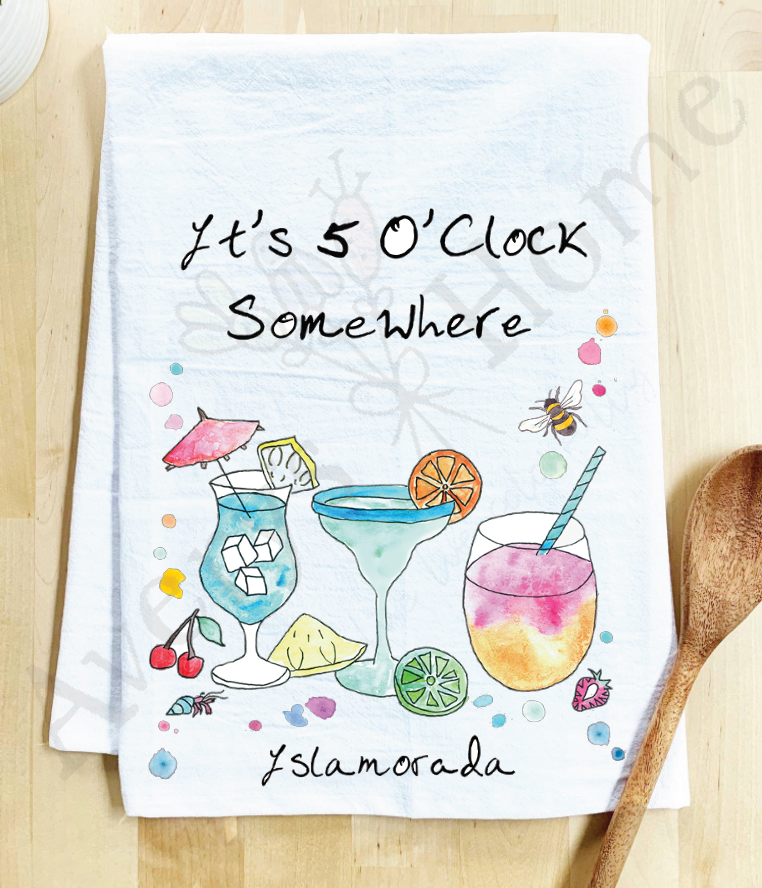 Avery's Home - 5 O' Clock Somewhere Cocktail Customizable Kitchen Towel