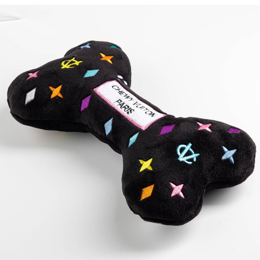 Haute Diggity Dog - Black Monogram Chewy Vuiton Bone  | Squeaker Dog Toy: Small / Mini