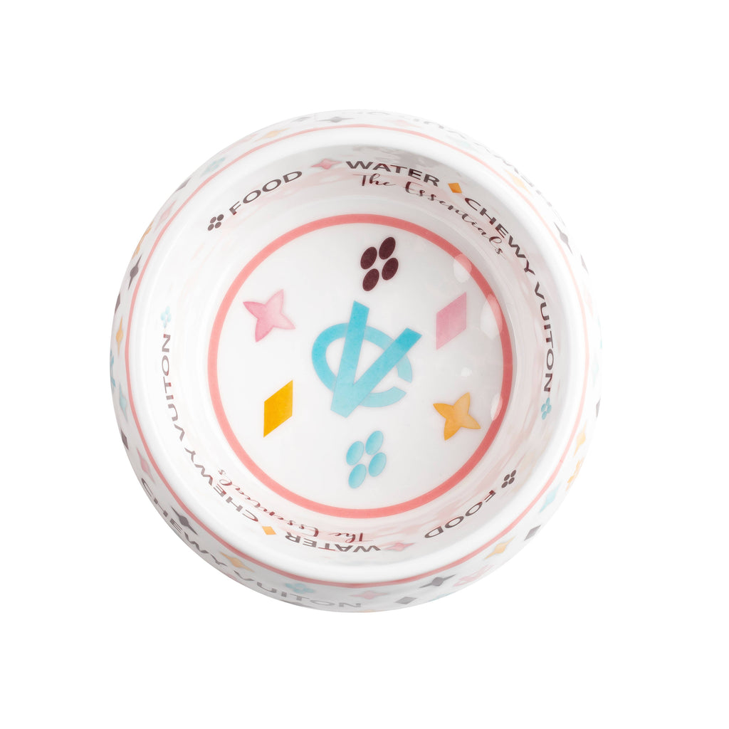 Haute Diggity Dog - White Chewy Vuiton Dog Bowl - Cat or Dog Bowl: Small