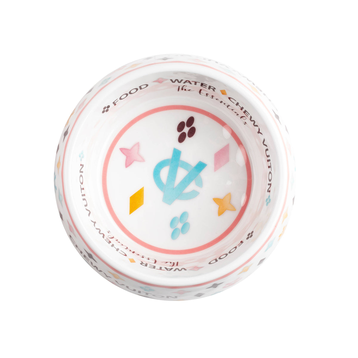 Haute Diggity Dog - White Chewy Vuiton Dog Bowl - Cat or Dog Bowl: Small