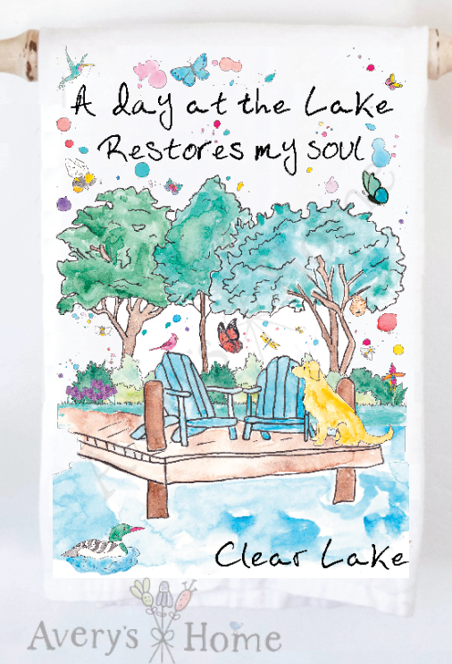 Avery's Home - A Day at the Lake or River Customizable Kitchen Dish Towel