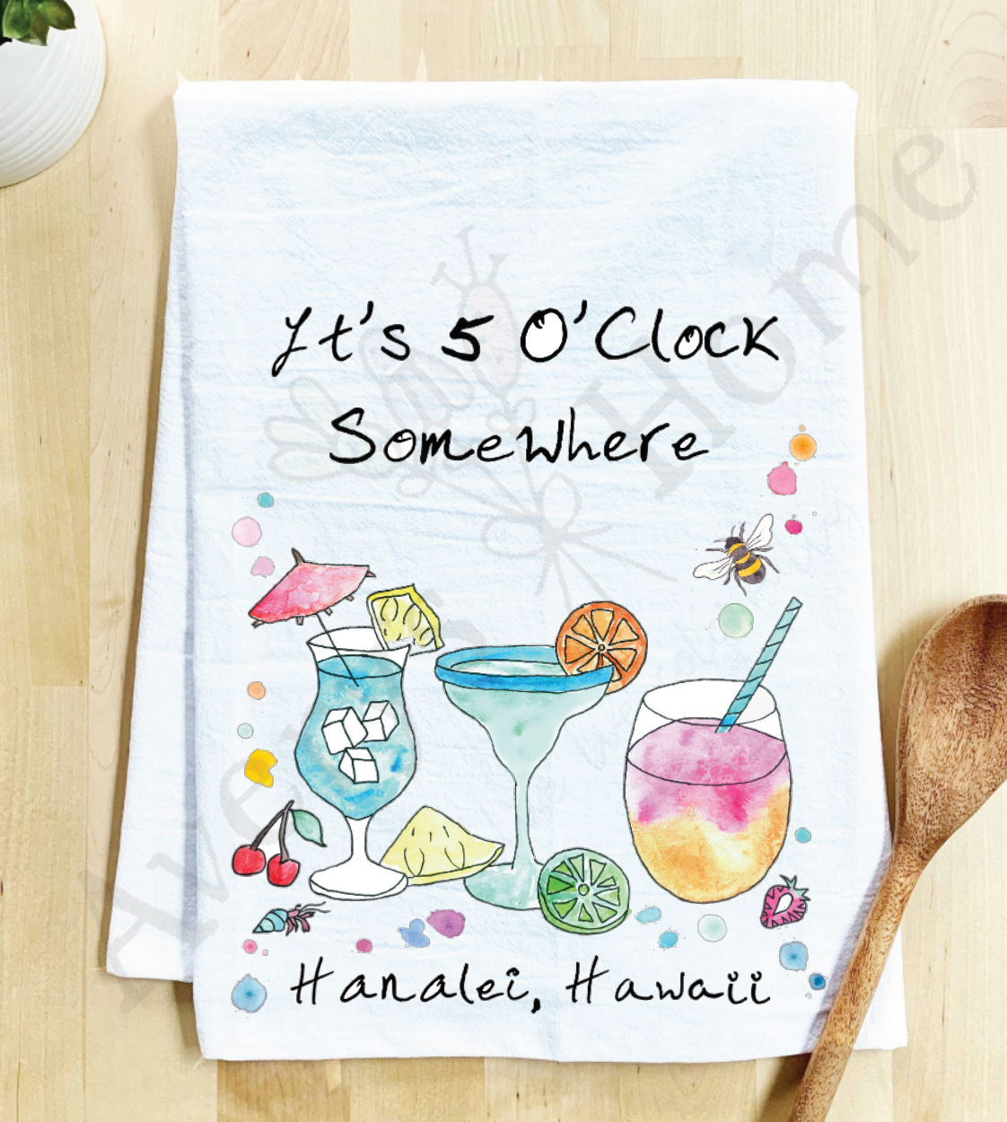 Avery's Home - 5 O' Clock Somewhere Cocktail Customizable Kitchen Towel