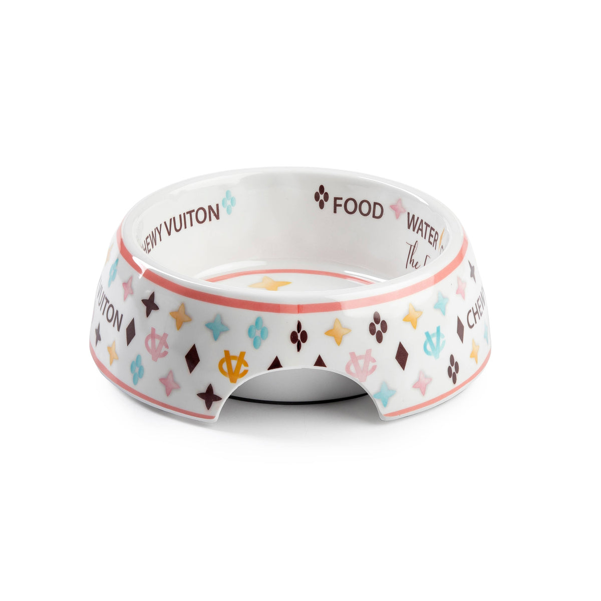 Haute Diggity Dog - White Chewy Vuiton Dog Bowl - Cat or Dog Bowl: Small