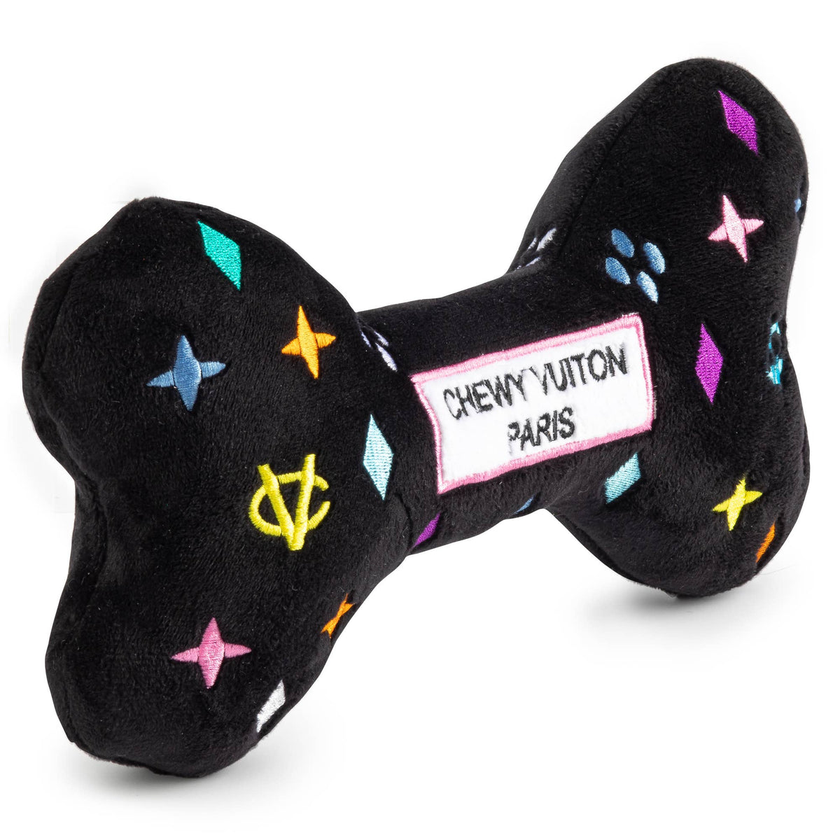 Haute Diggity Dog - Black Monogram Chewy Vuiton Bone  | Squeaker Dog Toy: Small / Mini