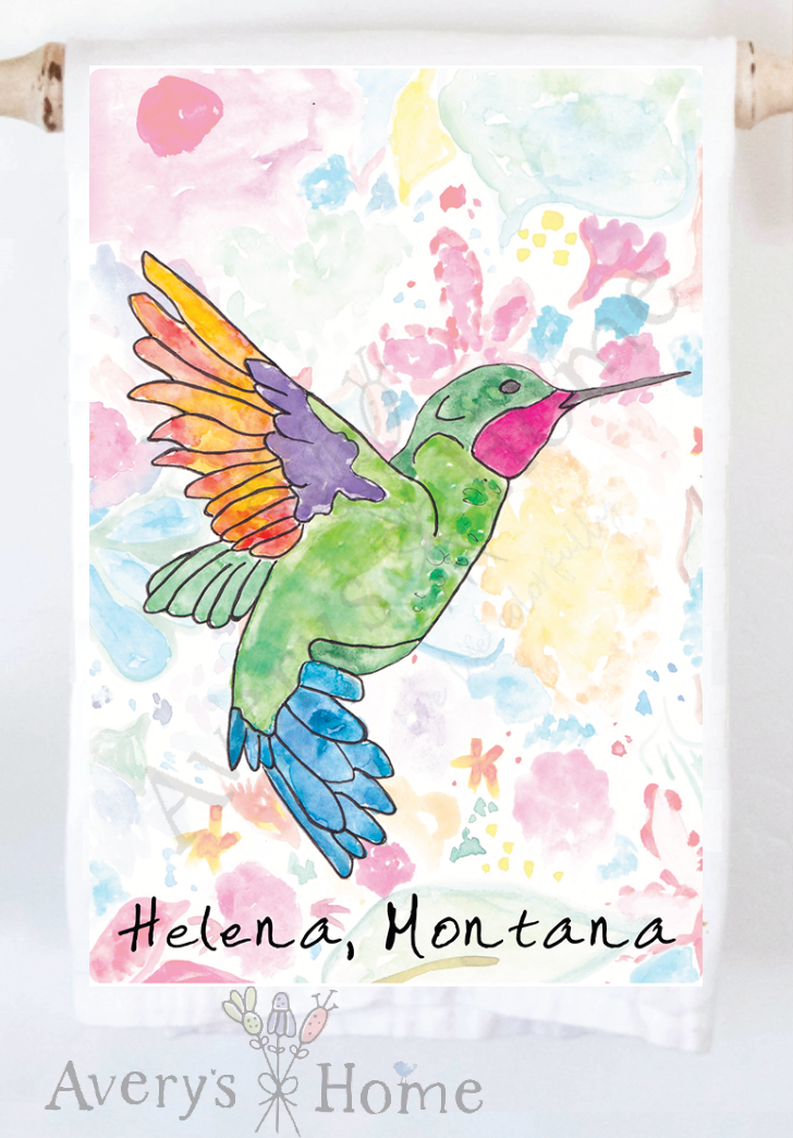 Avery's Home - Hummingbird Summer Customizable Kitchen Towel