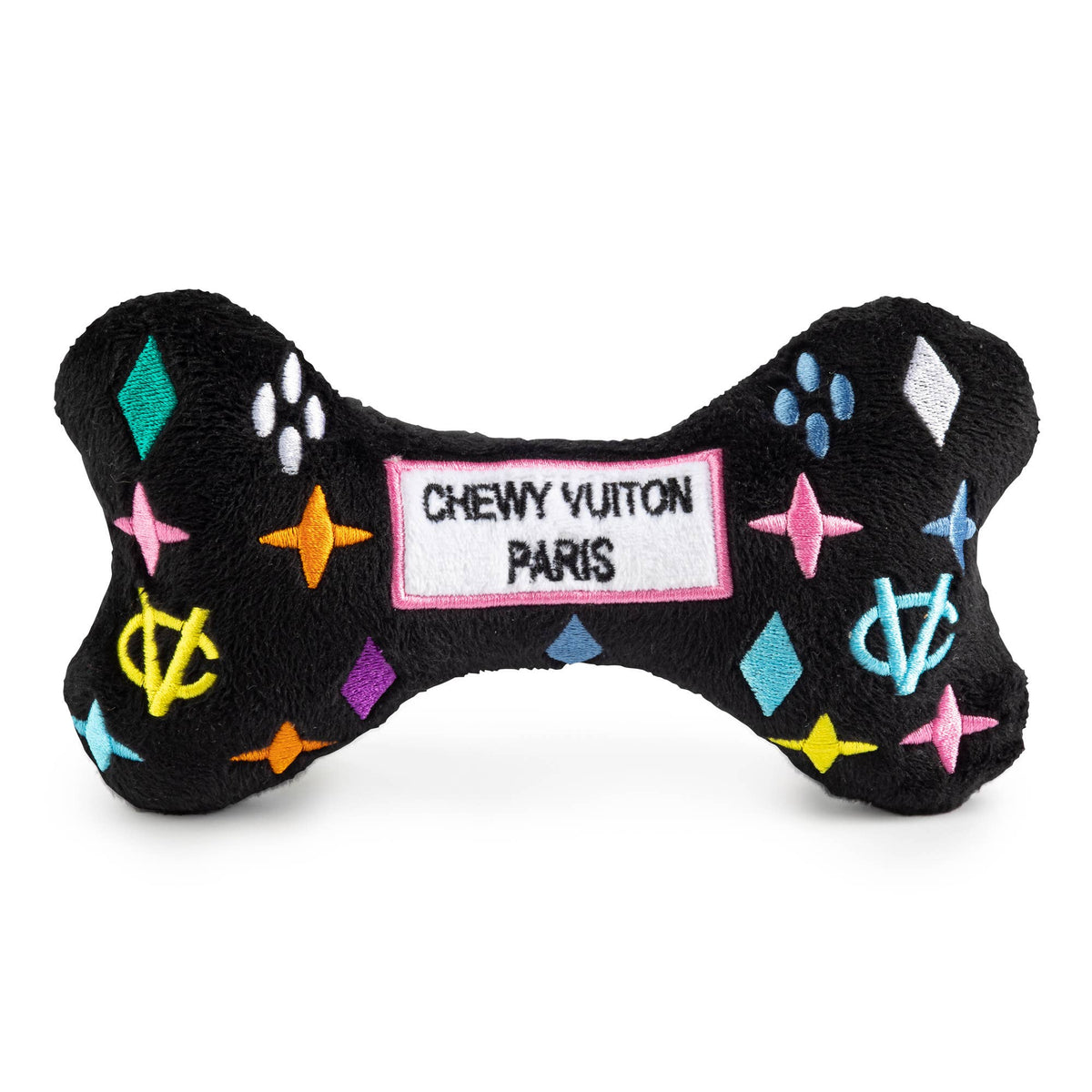 Haute Diggity Dog - Black Monogram Chewy Vuiton Bone  | Squeaker Dog Toy: Small / Mini