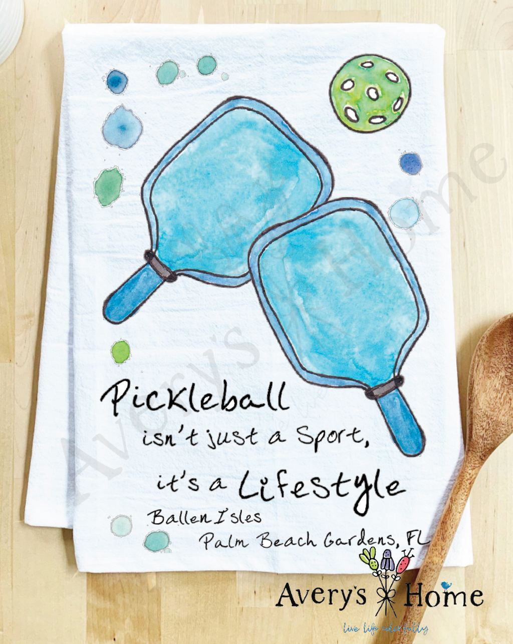 Avery's Home - Pickleball Lifestyle Sport Customizable Kitchen Towel: Standard