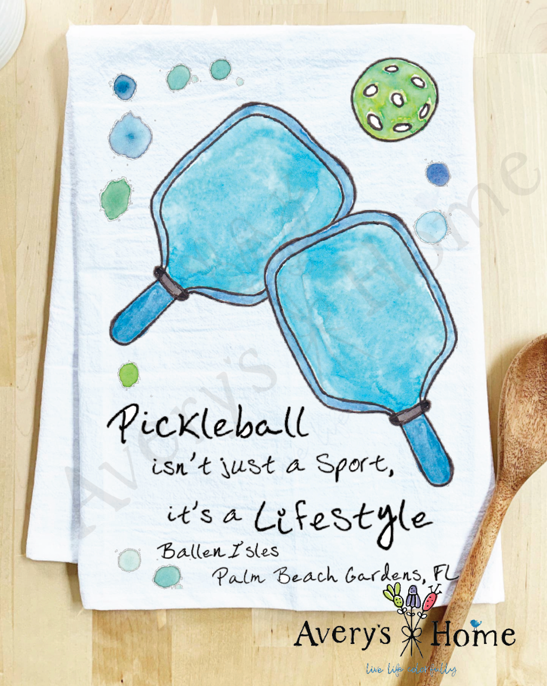 Avery's Home - Pickleball Lifestyle Sport Customizable Kitchen Towel: Standard