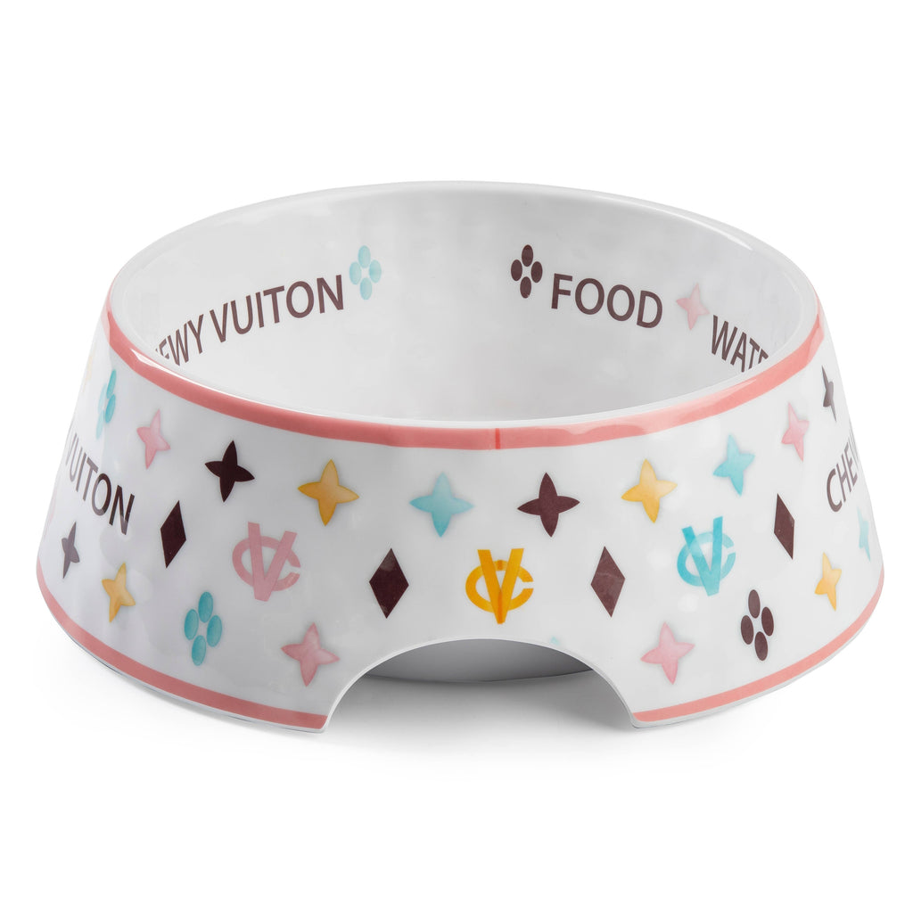 Haute Diggity Dog - White Chewy Vuiton Dog Bowl - Cat or Dog Bowl: Small