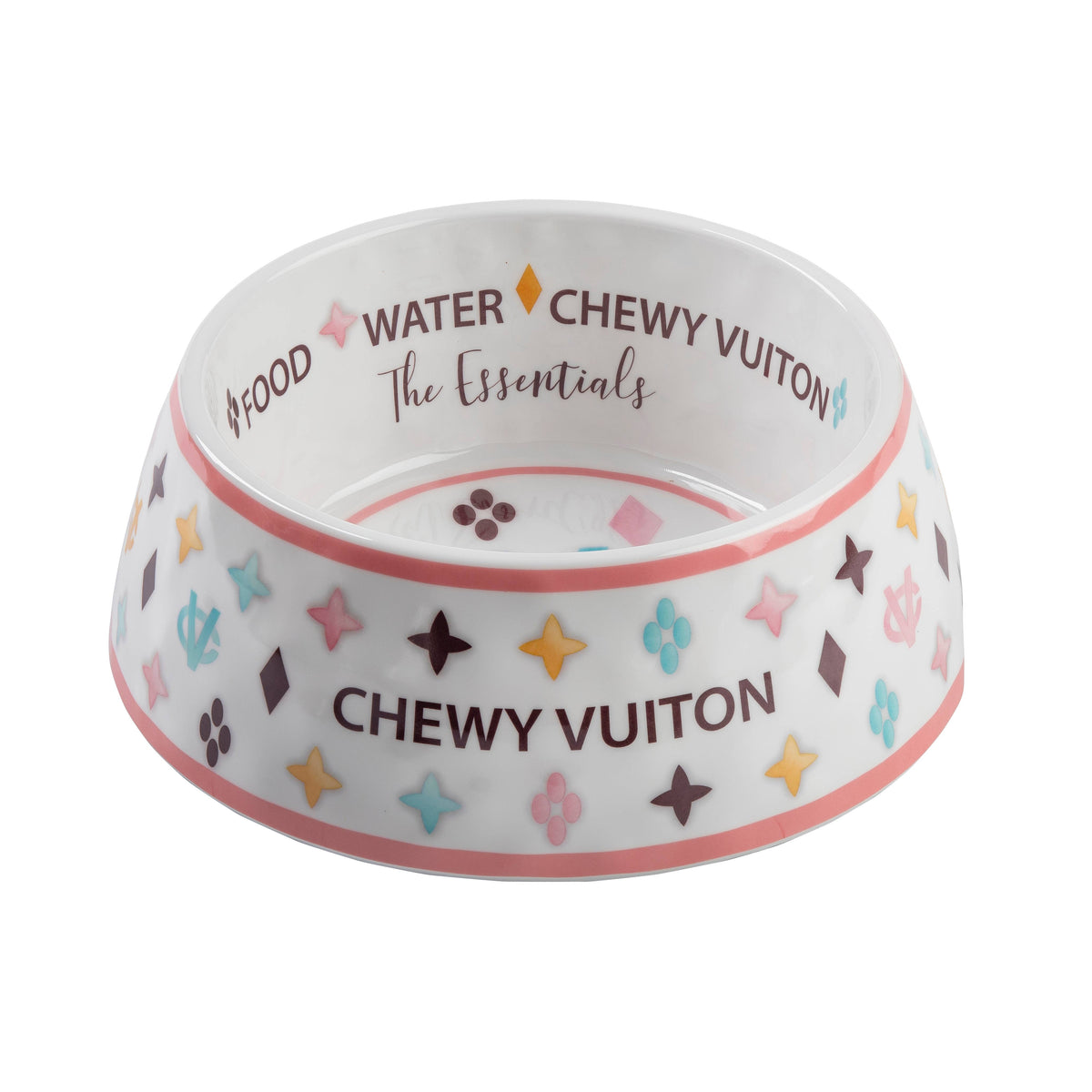 Haute Diggity Dog - White Chewy Vuiton Dog Bowl - Cat or Dog Bowl: Small