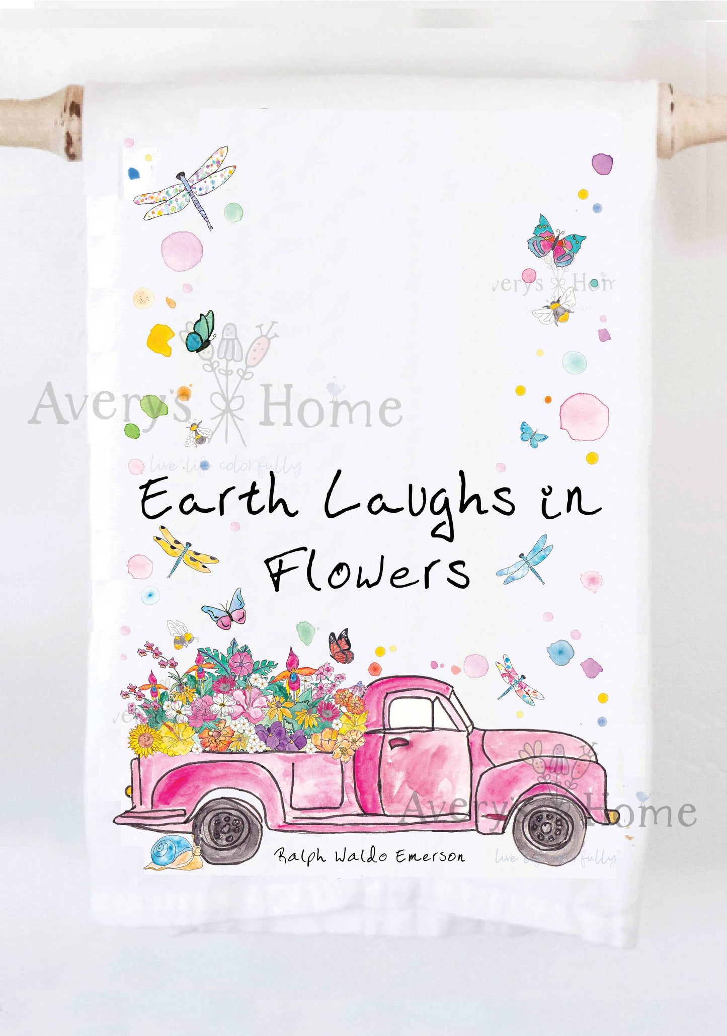 Avery's Home - Earth Laughs In Flowers Spring Summer Truck Kitchen Towel