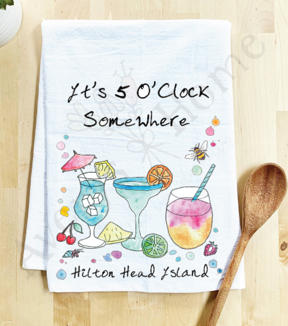 Avery's Home - 5 O' Clock Somewhere Cocktail Customizable Kitchen Towel
