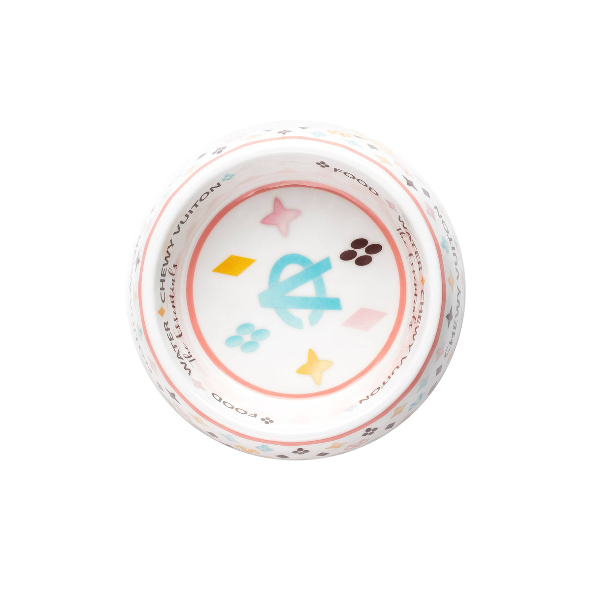 Haute Diggity Dog - White Chewy Vuiton Dog Bowl - Cat or Dog Bowl: Small