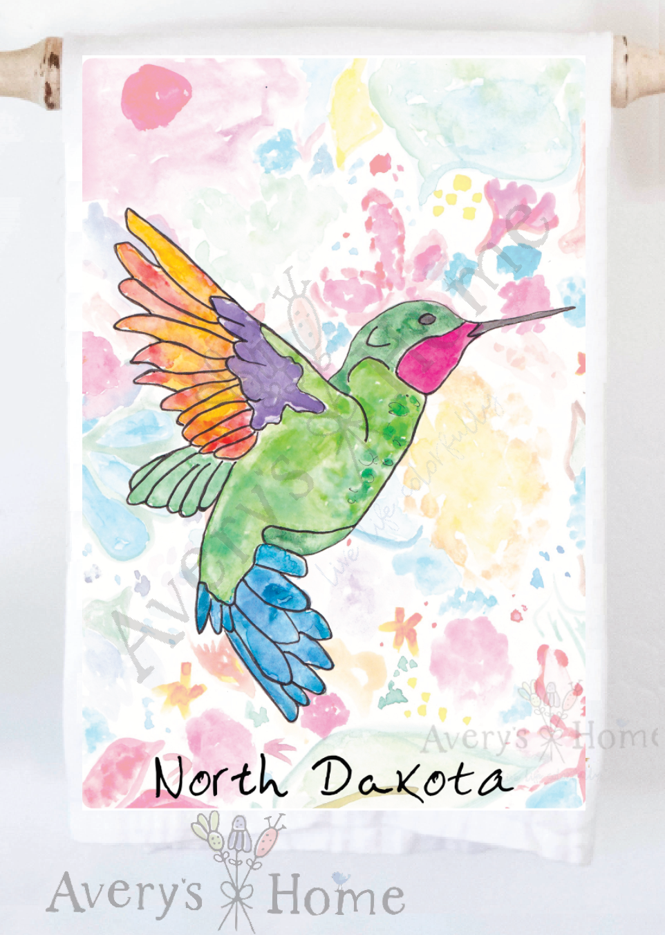Avery's Home - Hummingbird Summer Customizable Kitchen Towel