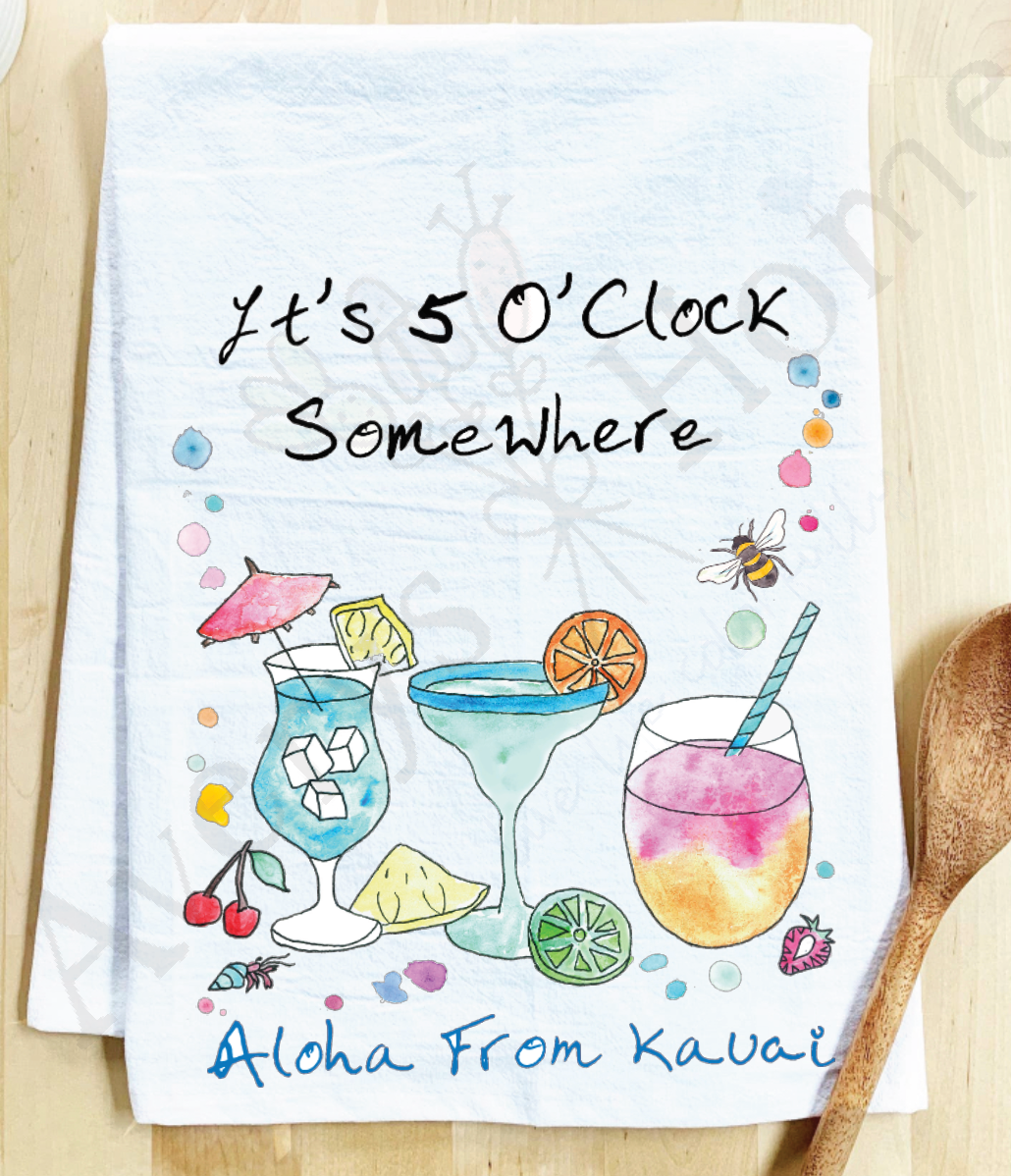 Avery's Home - 5 O' Clock Somewhere Cocktail Customizable Kitchen Towel