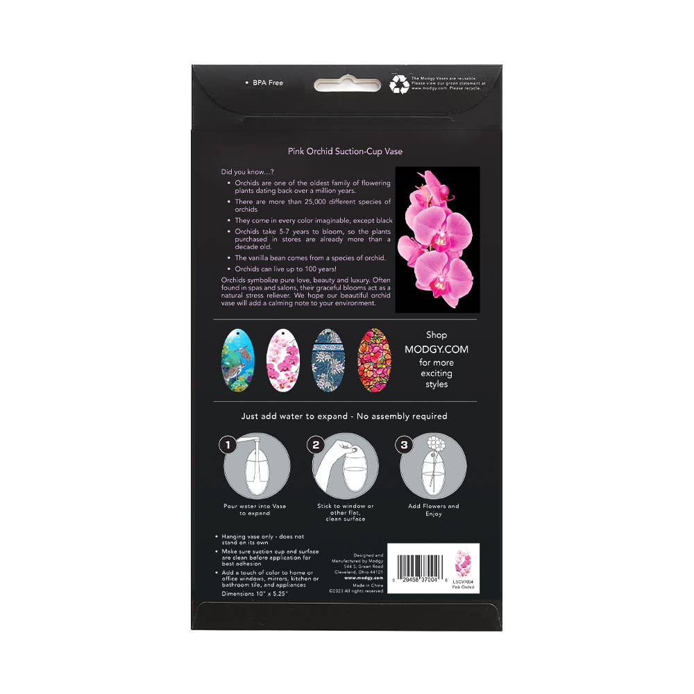 Modgy - Pink Orchid Oval Suction Cup Vase