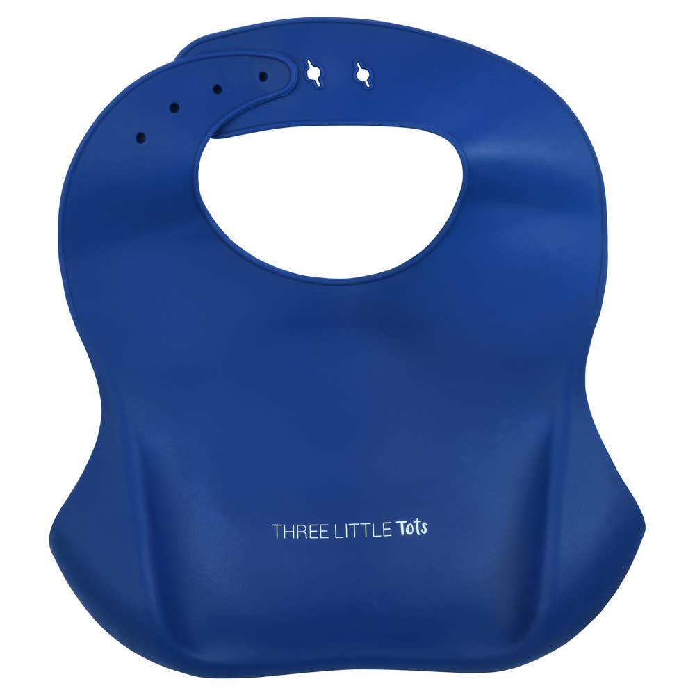 Three Little Tots - Sailor Blue Print Silicone Bib with Crumb Catcher