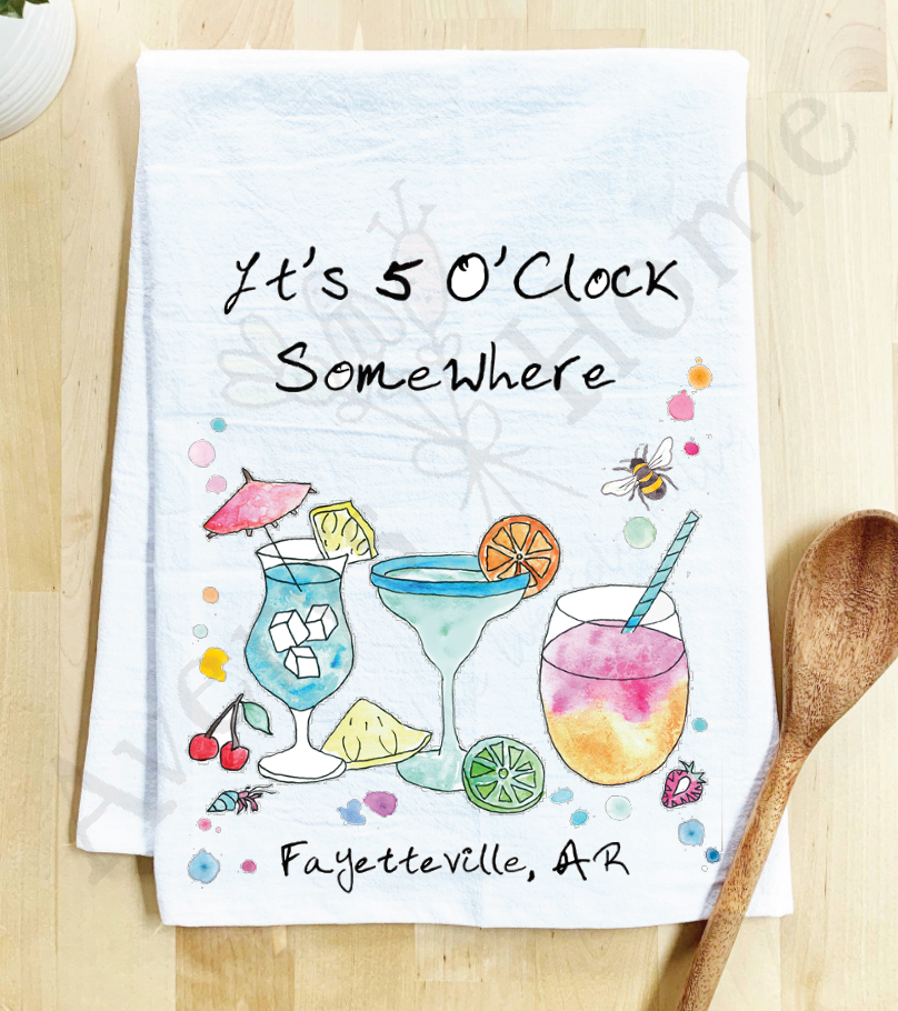Avery's Home - 5 O' Clock Somewhere Cocktail Customizable Kitchen Towel