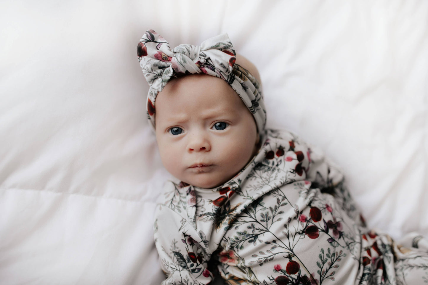 Three Little Tots - Floral Flower Knotted Gown: Gown & Hat