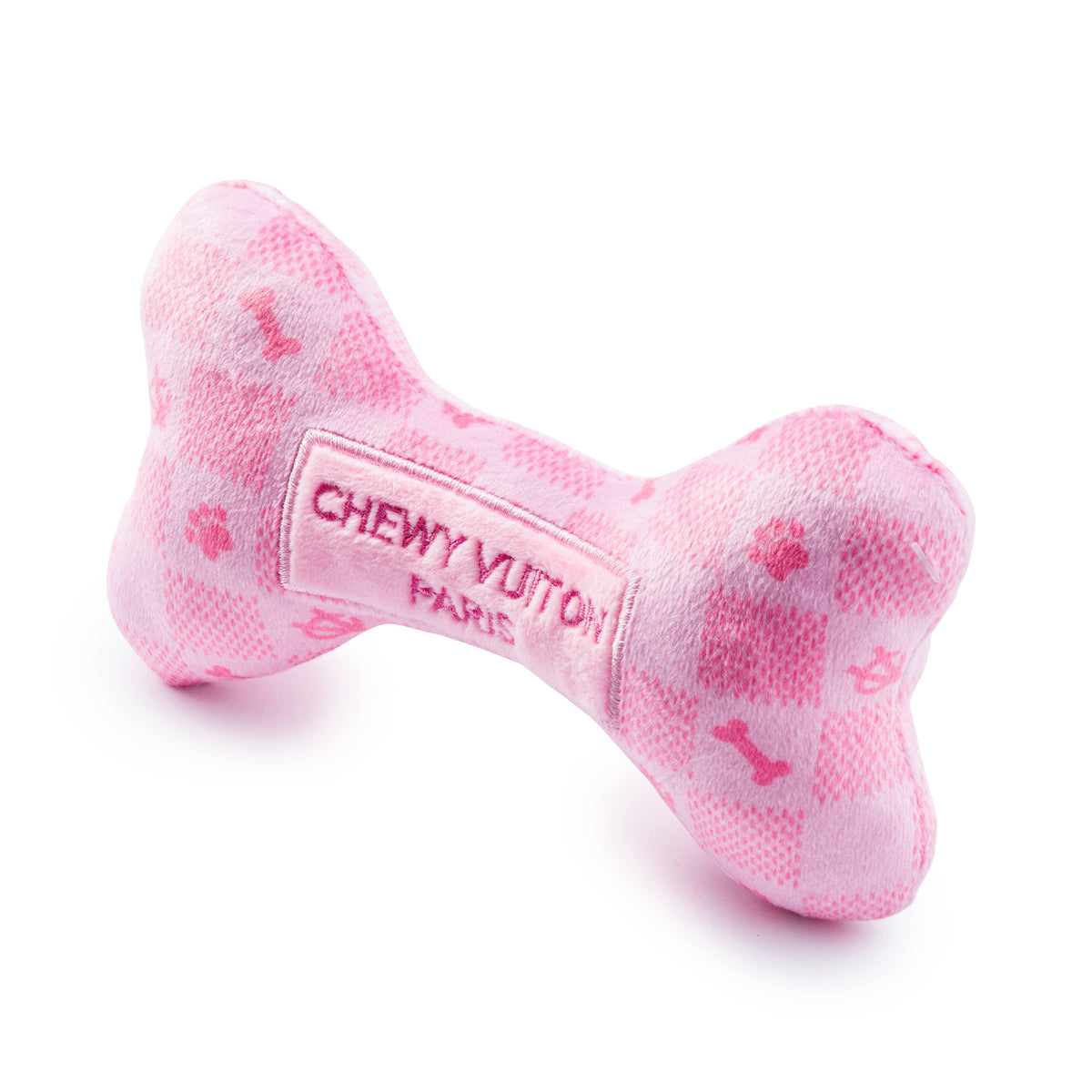Haute Diggity Dog - Pink Checker Chewy Vuiton Bone  | Squeaker Dog Toy: Small