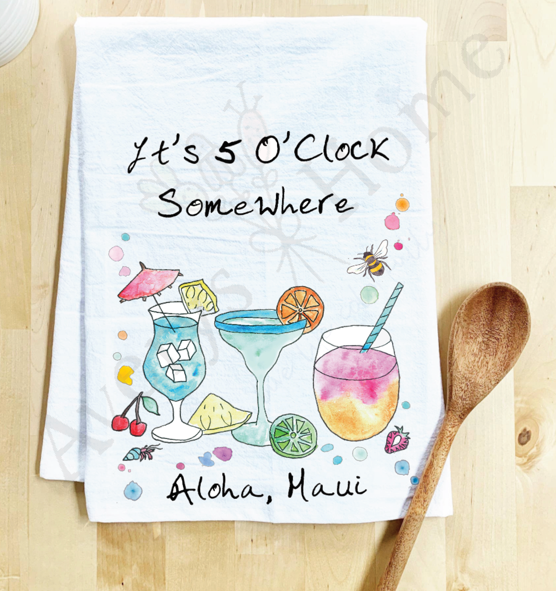 Avery's Home - 5 O' Clock Somewhere Cocktail Customizable Kitchen Towel