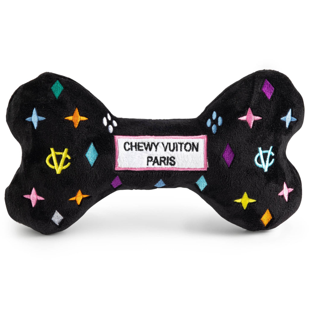 Haute Diggity Dog - Black Monogram Chewy Vuiton Bone  | Squeaker Dog Toy: Small / Mini