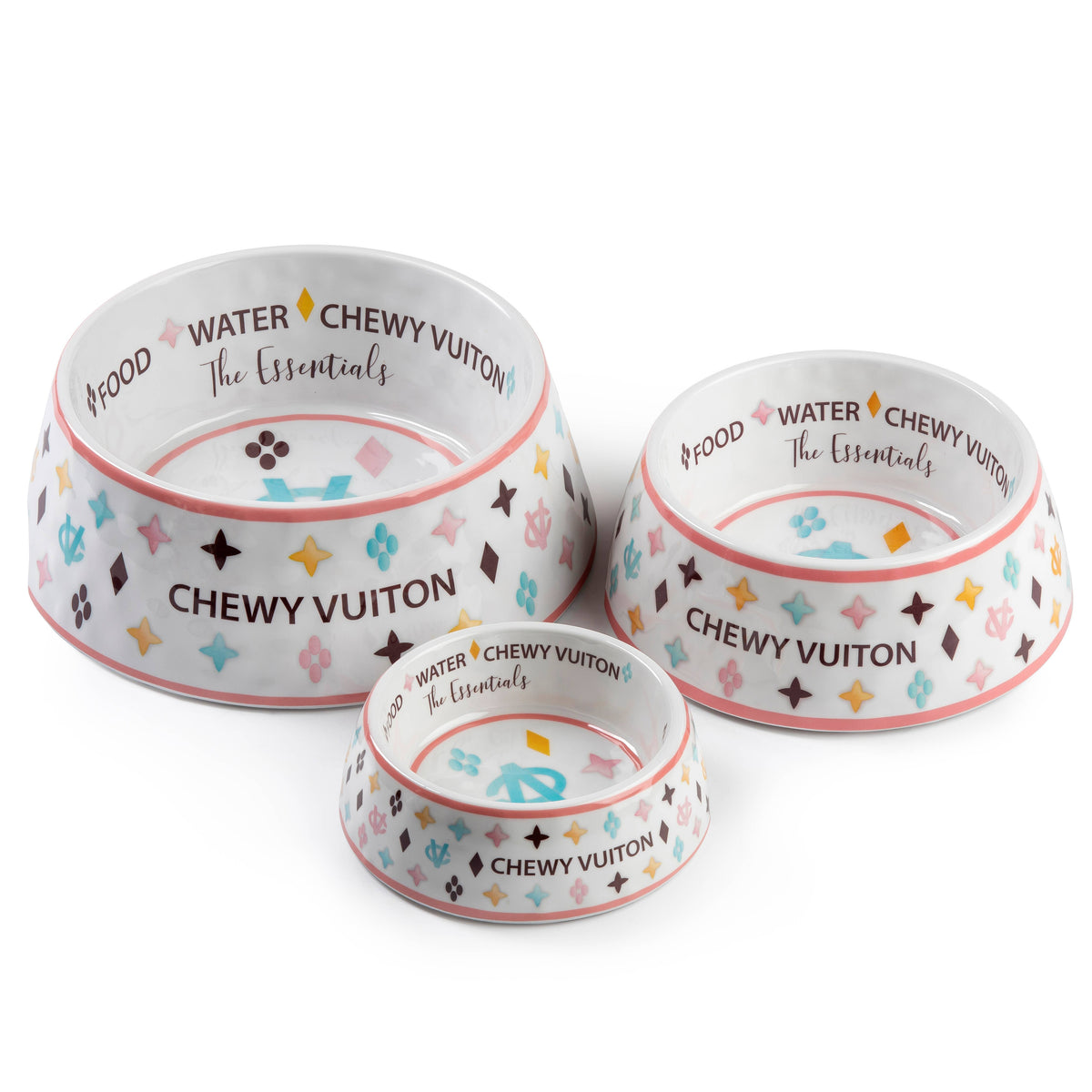 Haute Diggity Dog - White Chewy Vuiton Dog Bowl - Cat or Dog Bowl: Small
