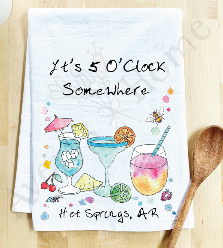 Avery's Home - 5 O' Clock Somewhere Cocktail Customizable Kitchen Towel