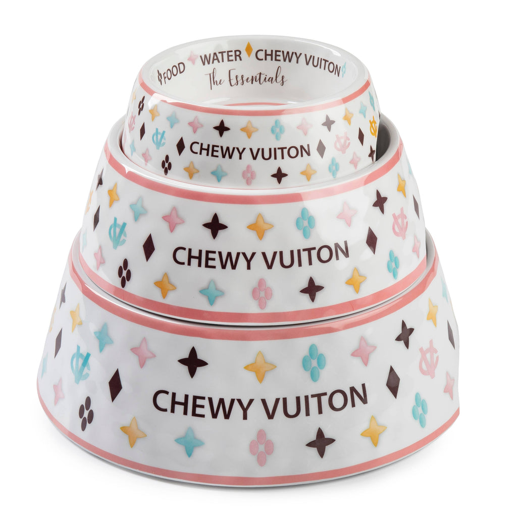 Haute Diggity Dog - White Chewy Vuiton Dog Bowl - Cat or Dog Bowl: Small