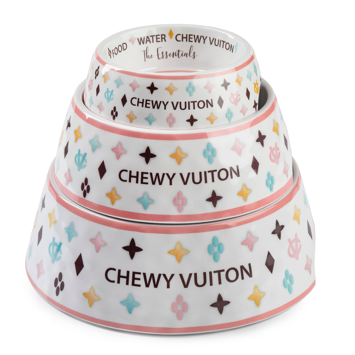 Haute Diggity Dog - White Chewy Vuiton Dog Bowl - Cat or Dog Bowl: Small