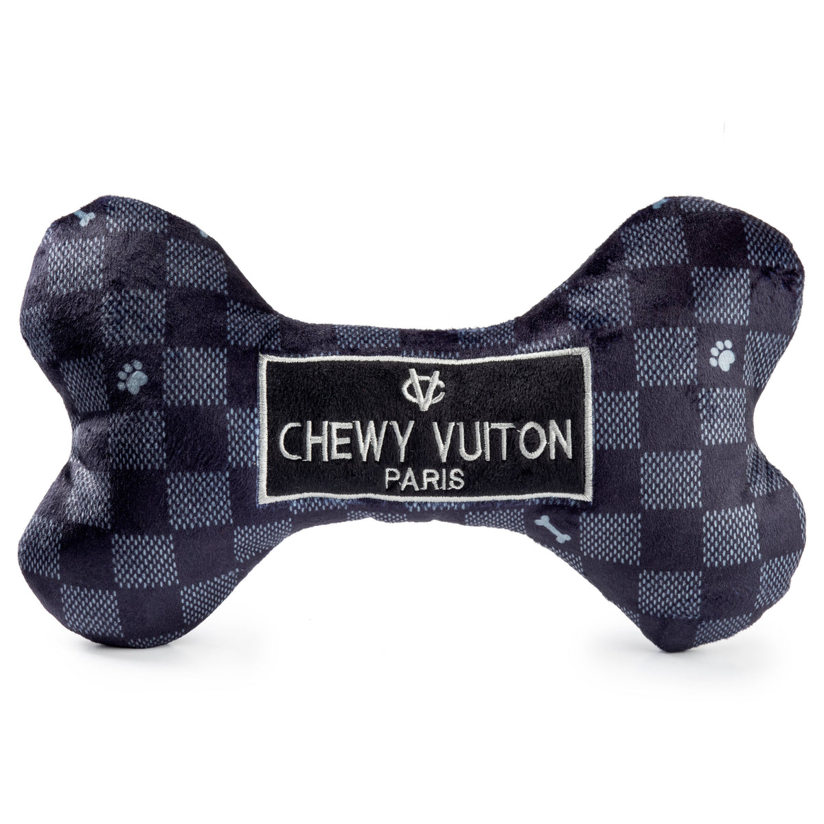 Haute Diggity Dog - Black Checker Chewy Vuiton Bone  | Squeaker Dog Toy: Small