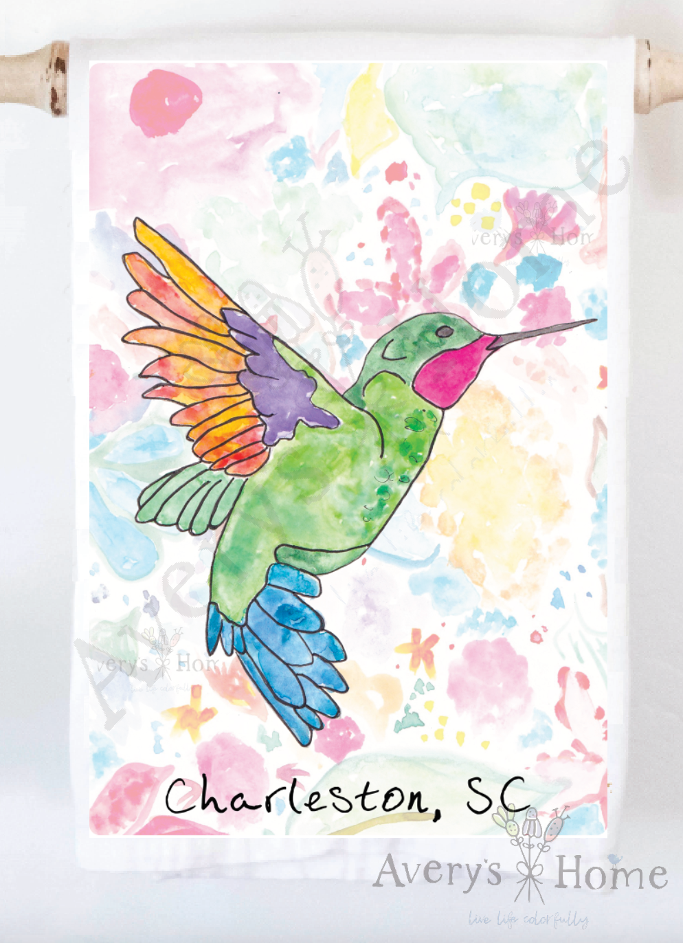 Avery's Home - Hummingbird Summer Customizable Kitchen Towel