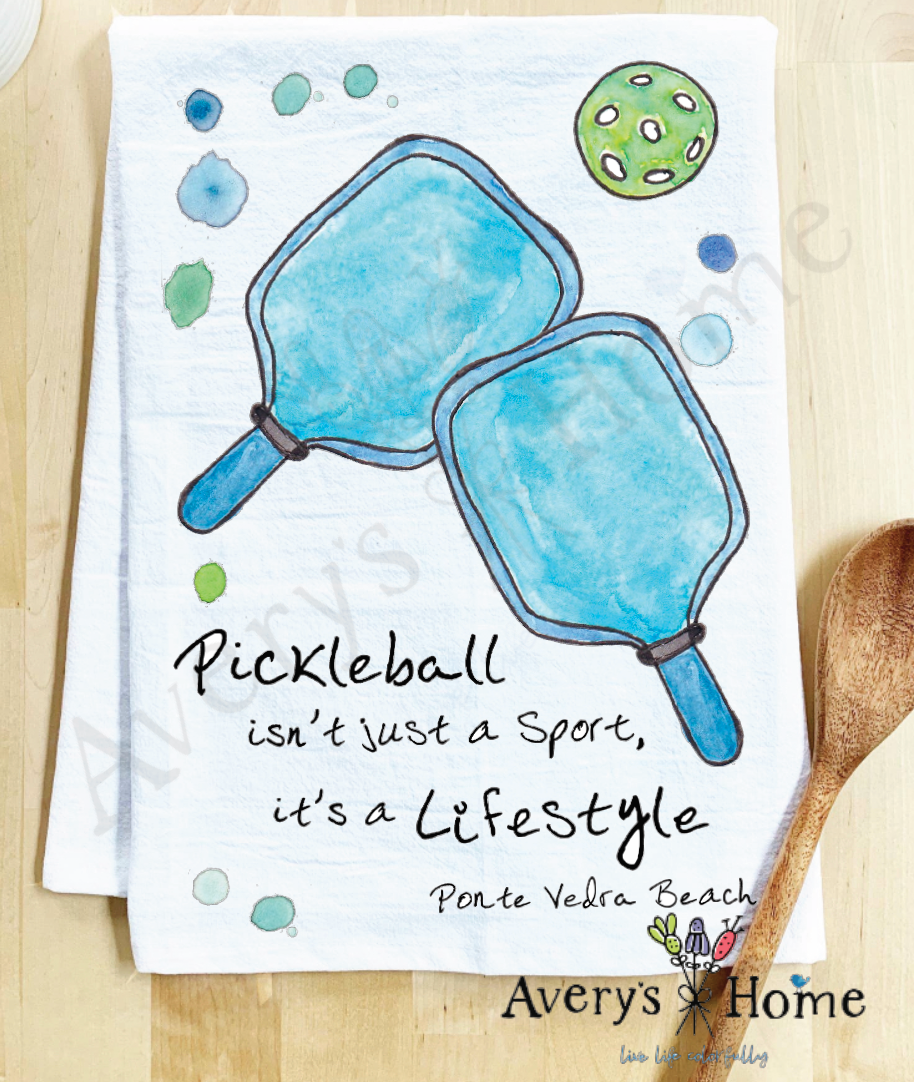 Avery's Home - Pickleball Lifestyle Sport Customizable Kitchen Towel: Standard