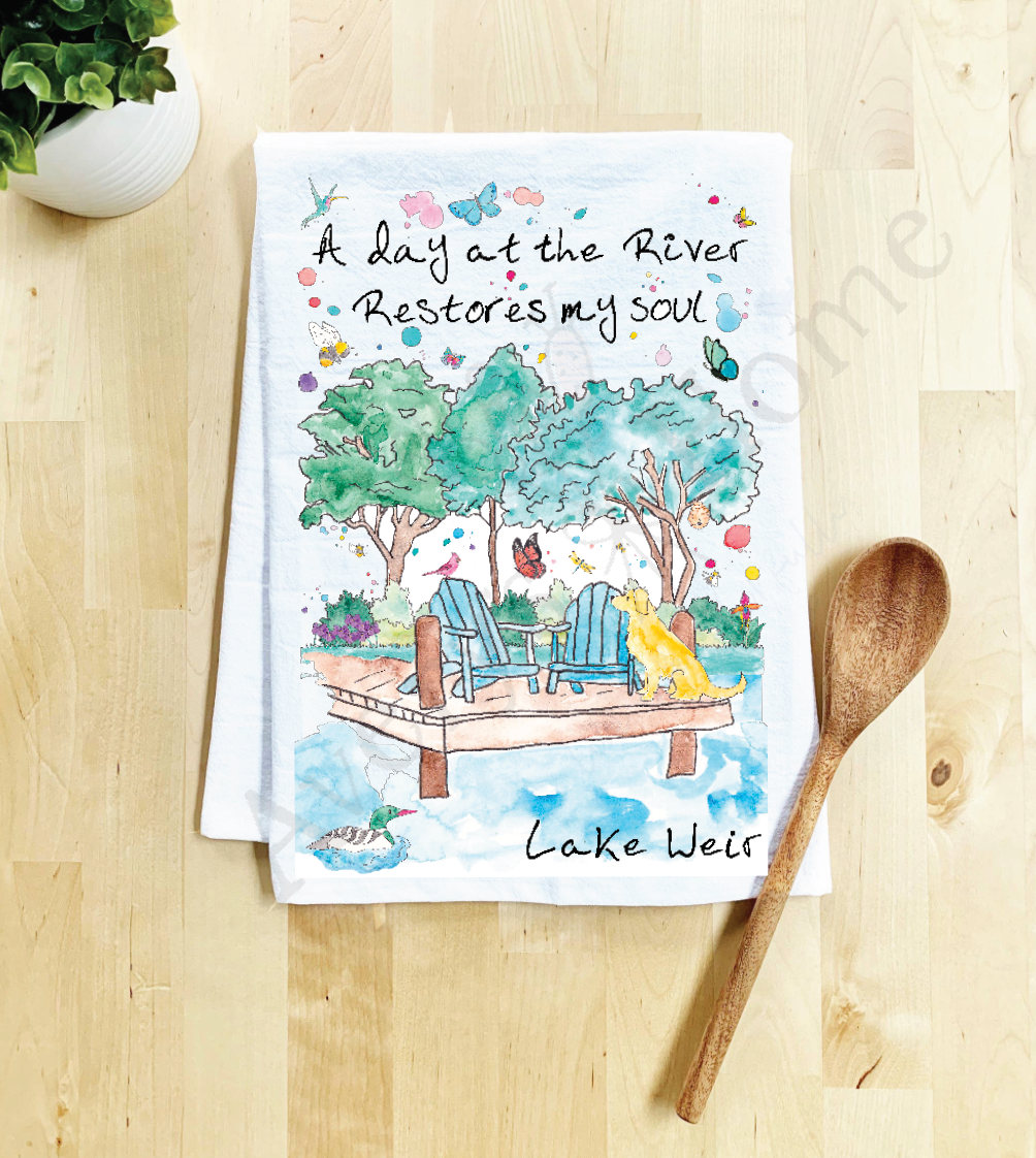 Avery's Home - A Day at the Lake or River Customizable Kitchen Dish Towel
