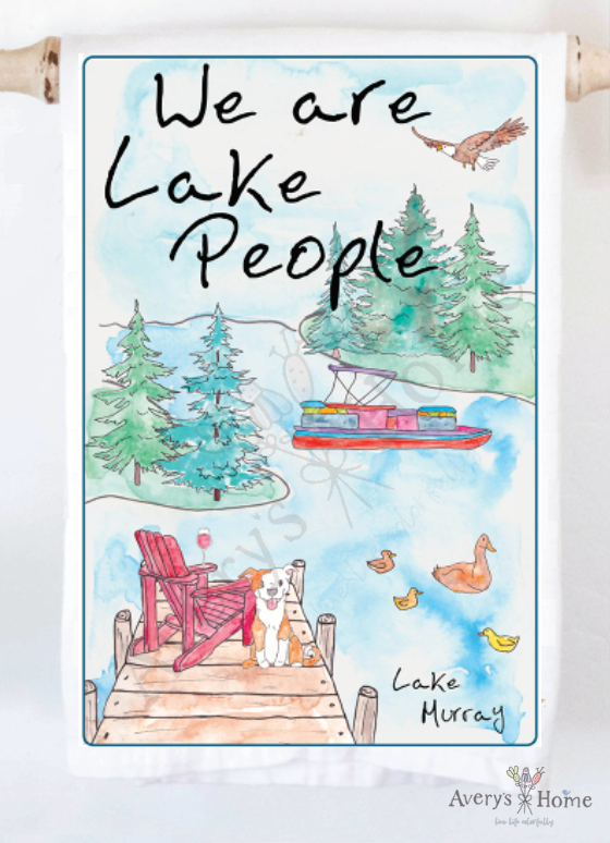 Avery's Home - We Are Lake People Dog & Wine Customizable Kitchen Towel: Standard