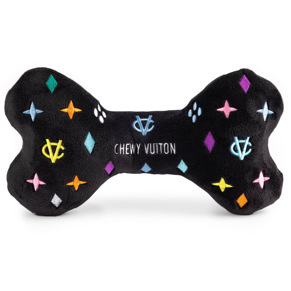 Haute Diggity Dog - Black Monogram Chewy Vuiton Bone  | Squeaker Dog Toy: Small / Mini