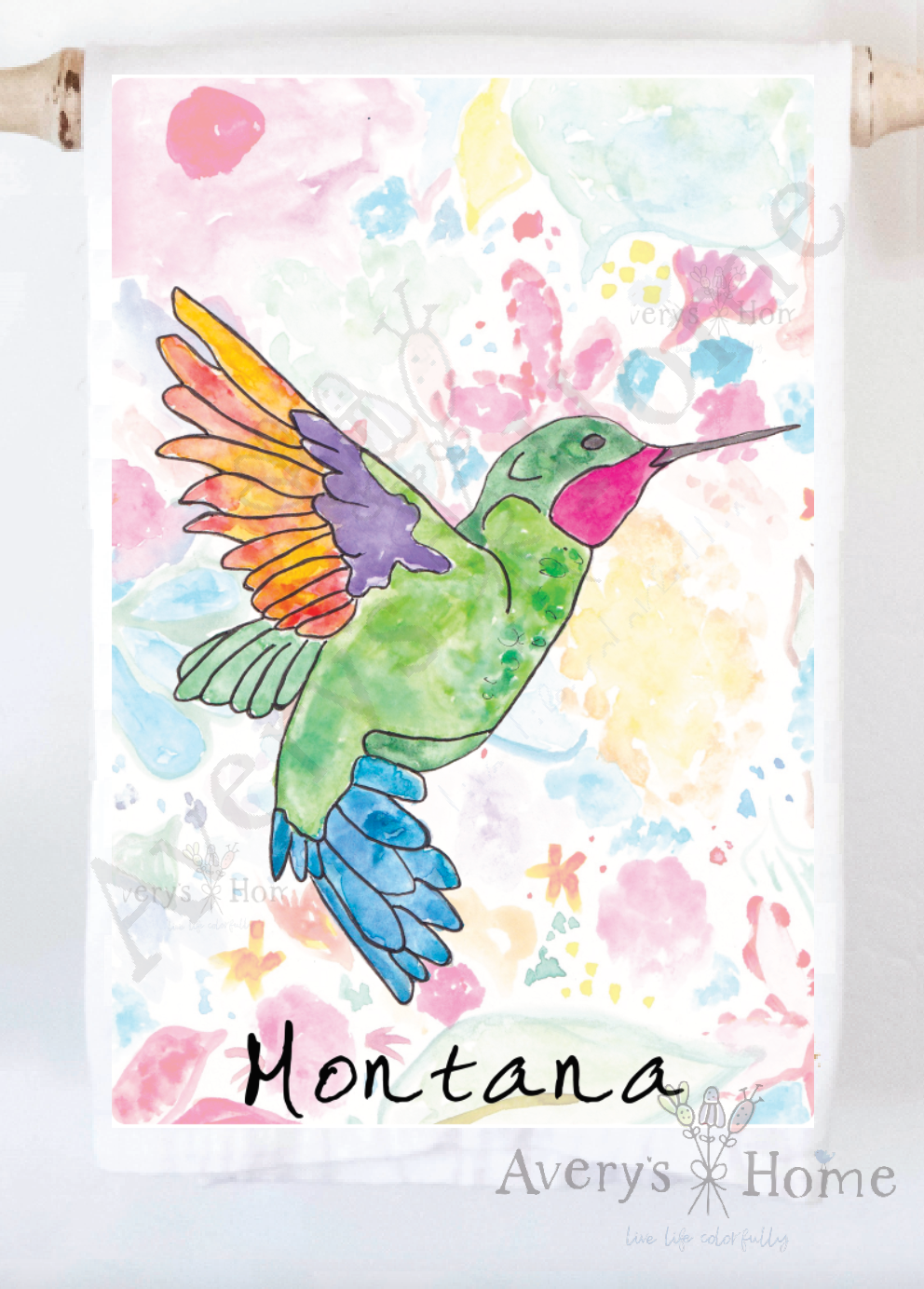 Avery's Home - Hummingbird Summer Customizable Kitchen Towel