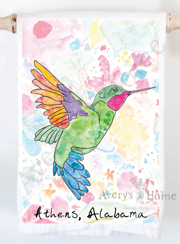 Avery's Home - Hummingbird Summer Customizable Kitchen Towel