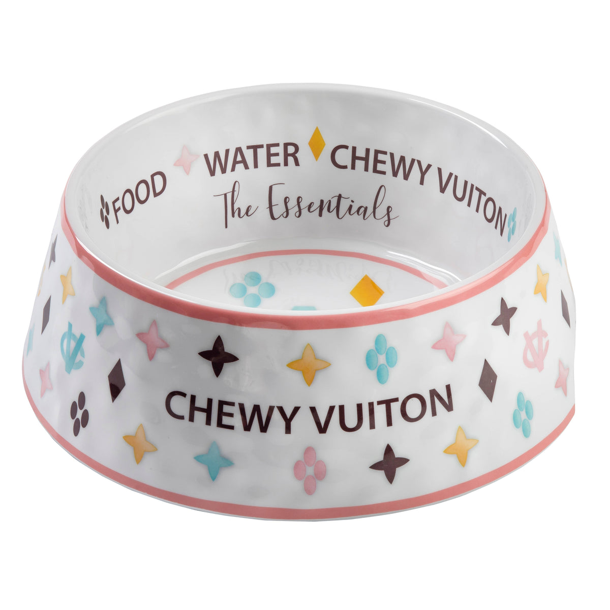 Haute Diggity Dog - White Chewy Vuiton Dog Bowl - Cat or Dog Bowl: Small