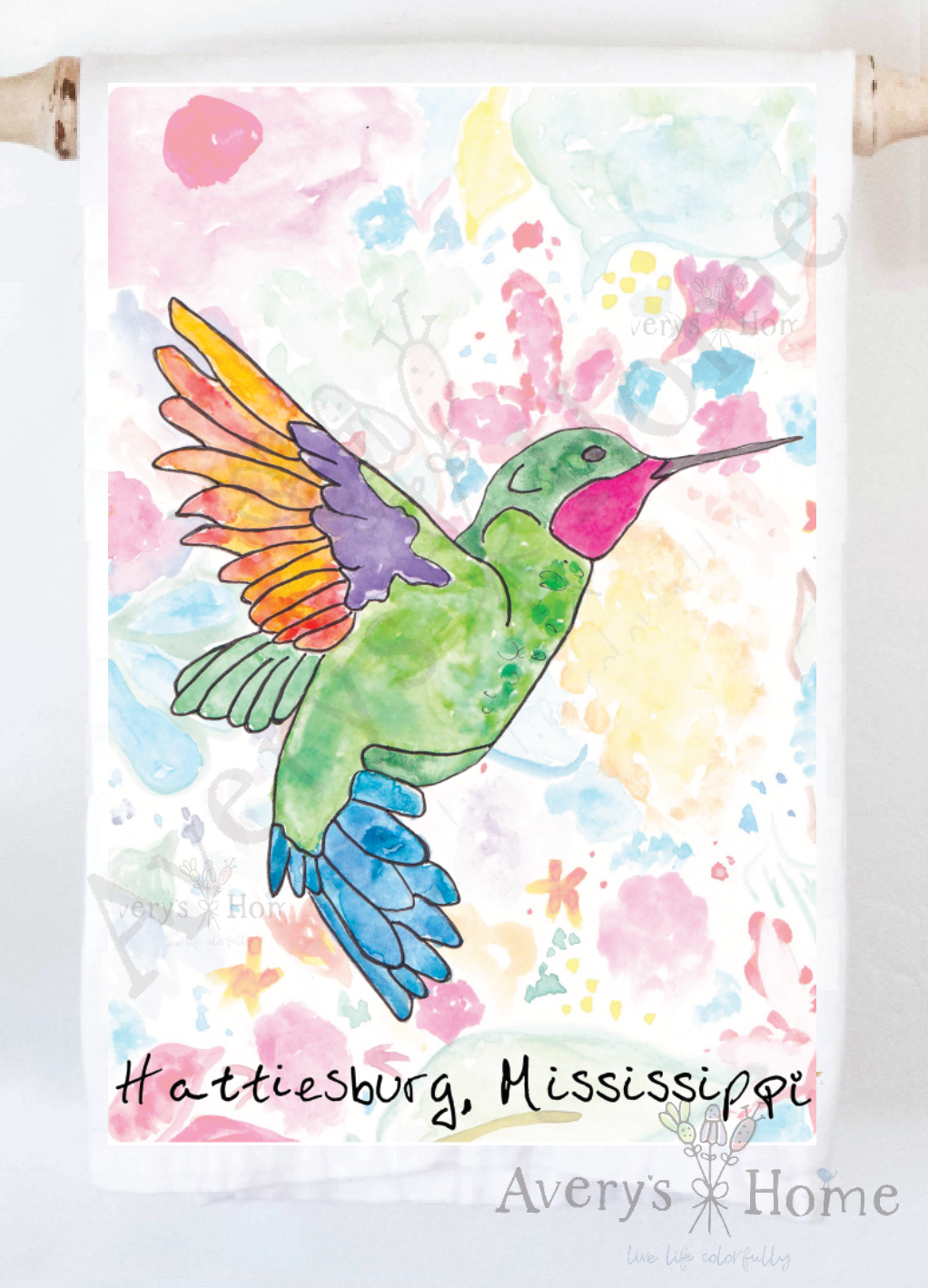 Avery's Home - Hummingbird Summer Customizable Kitchen Towel