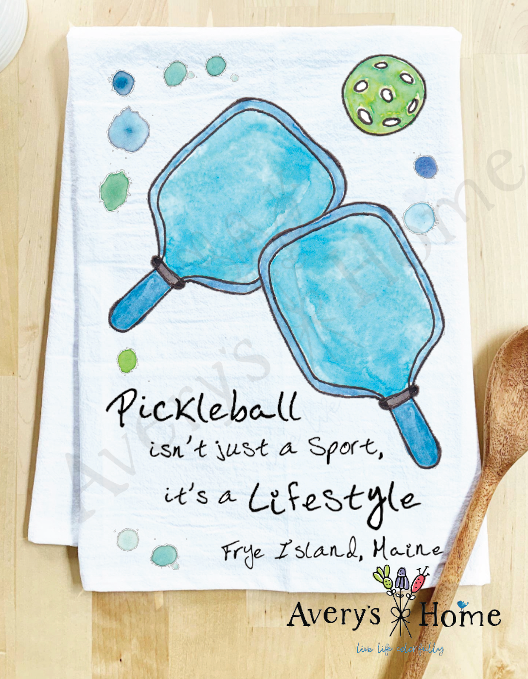 Avery's Home - Pickleball Lifestyle Sport Customizable Kitchen Towel: Standard