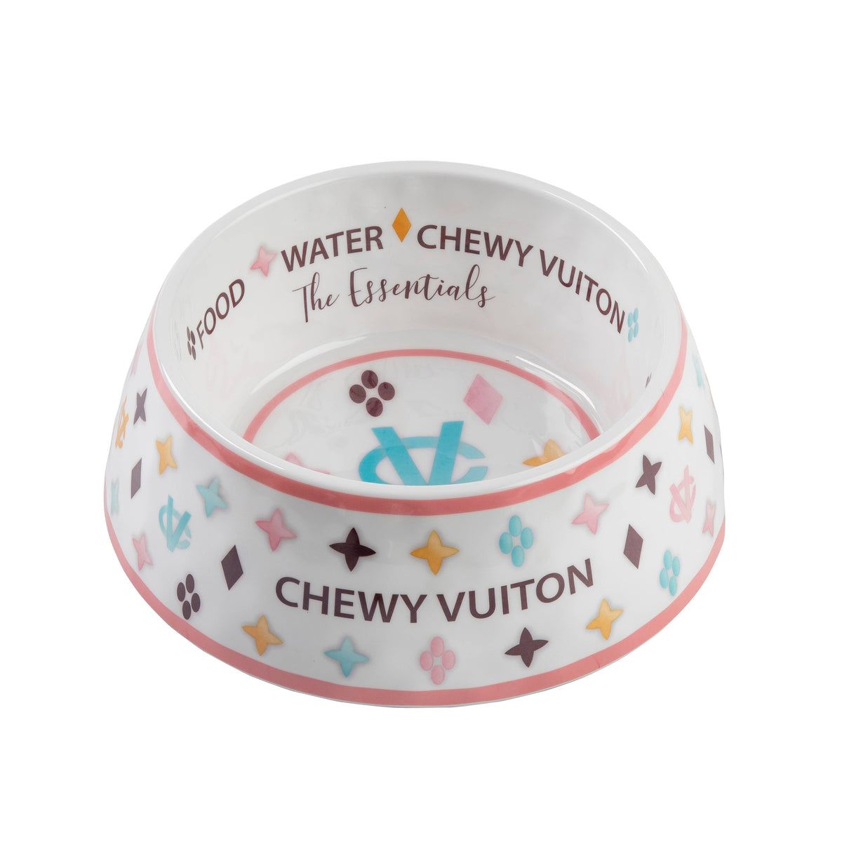 Haute Diggity Dog - White Chewy Vuiton Dog Bowl - Cat or Dog Bowl: Small